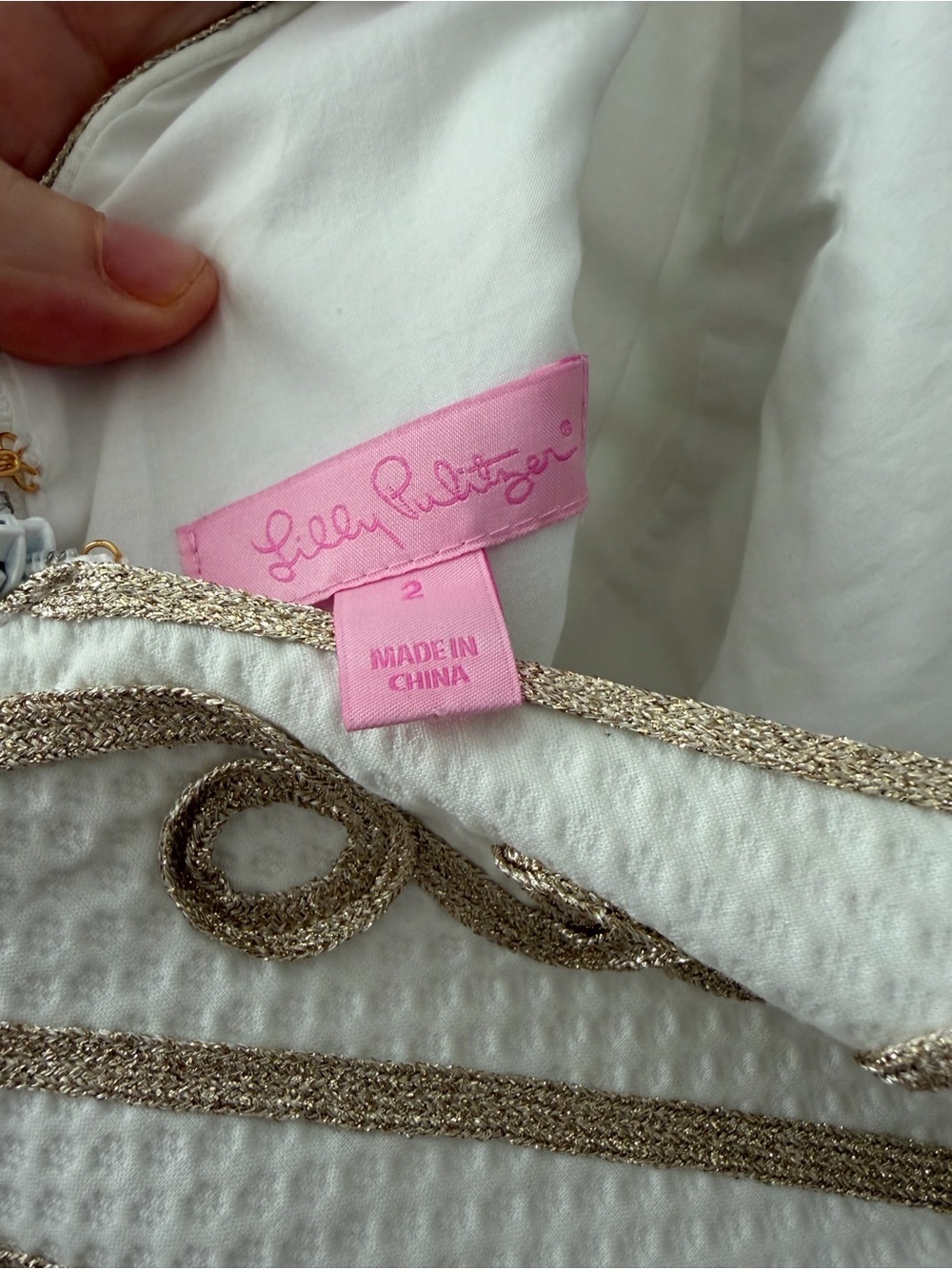 Lilly Pulitzer White Sleeveless Midi Dress with Gold Floral Trim - Picture 7 of 9